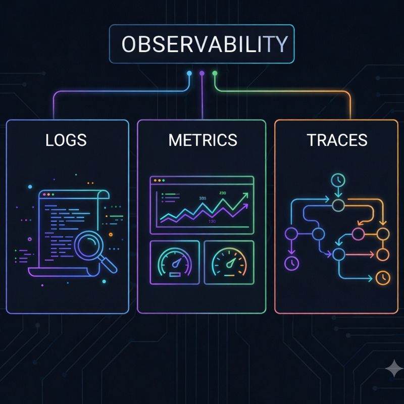 Logs, traces, metrics, günlükler, metrikler, izlemeler, gözlemlenebilirlik, observability